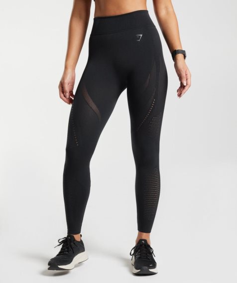 Women's Gymshark Warp Knit Leggings Black | CA A01385